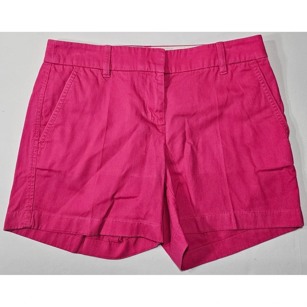 J. Crew Re-Imagined Hot Pink Chino Shorts Women's Size 2 Cotton‎ H1453